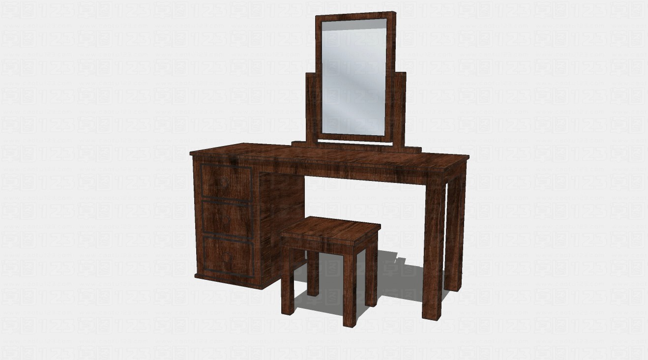 梳妆台桌椅组合su模型1.jpg(1)