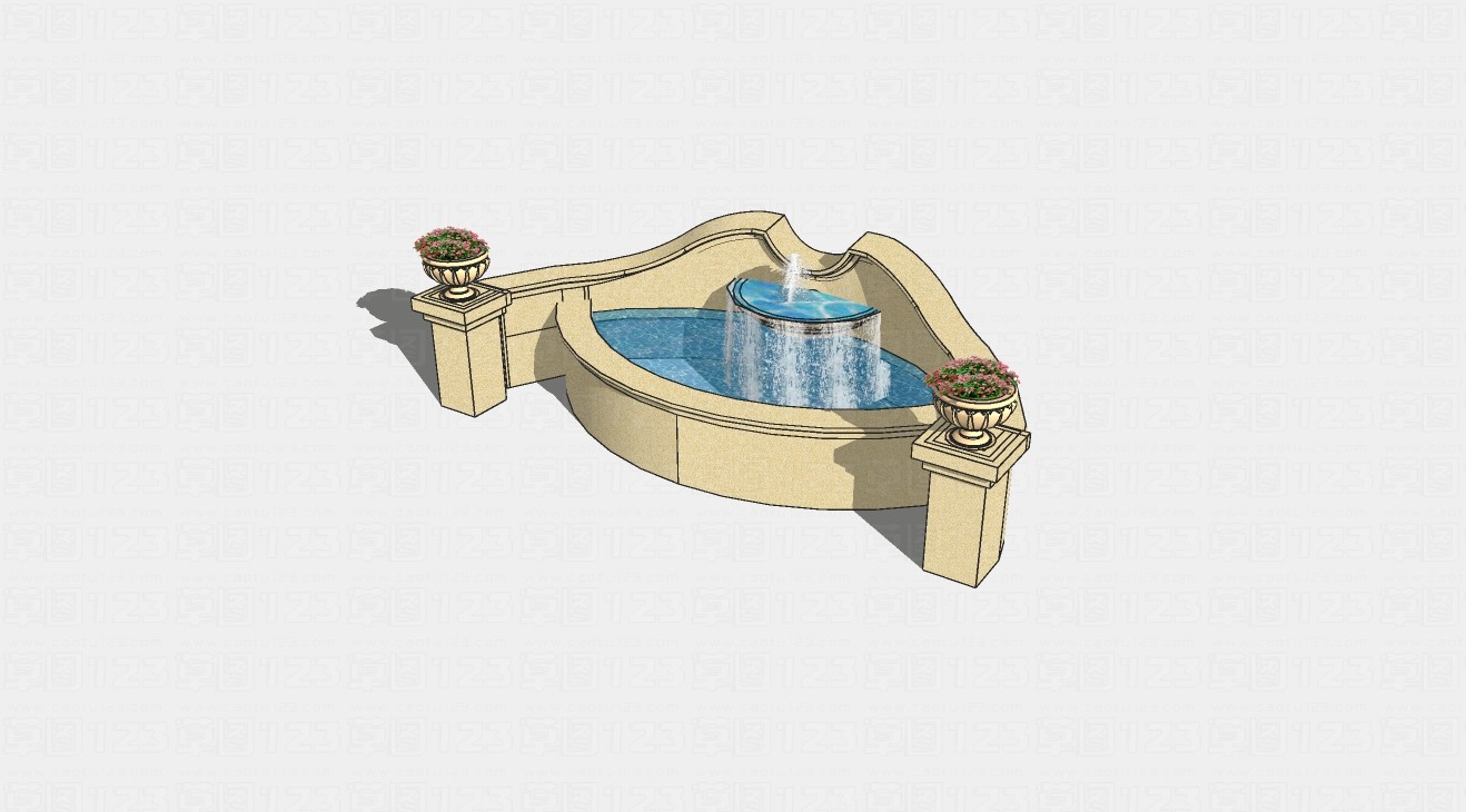 欧式喷泉水景景观su模型1.jpg(1)