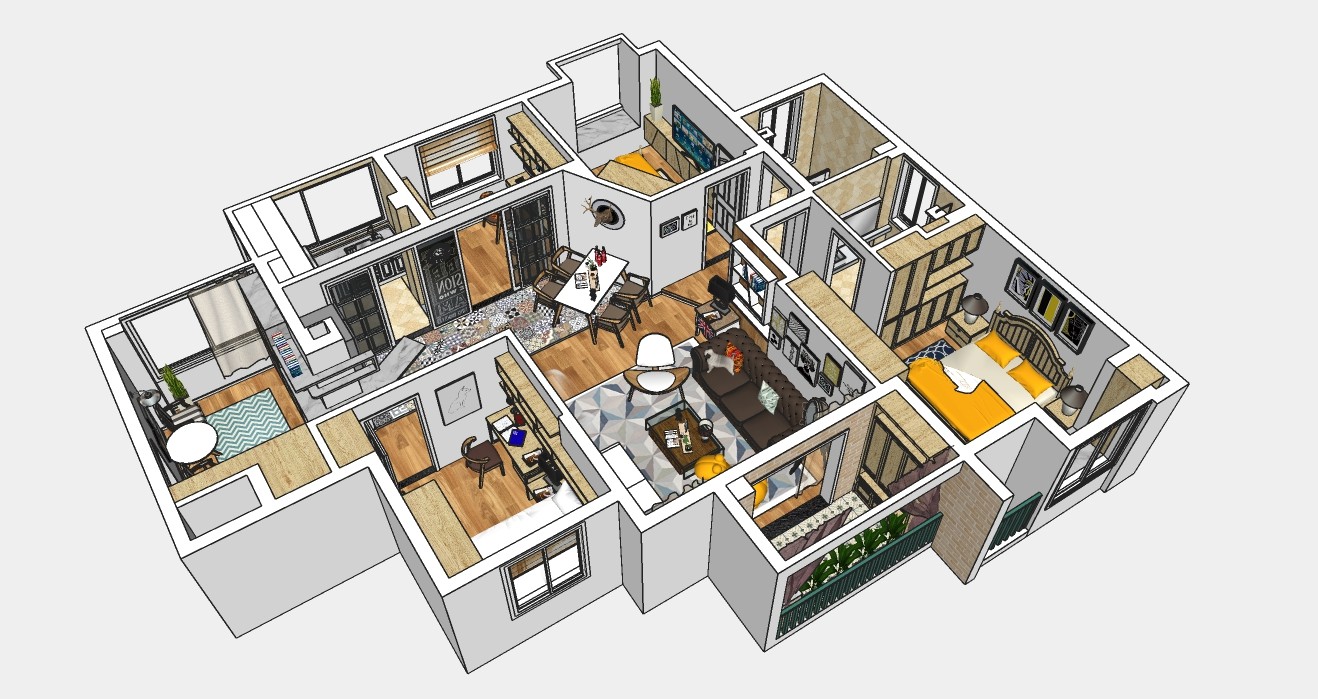 北欧现代简约二室二厅su模型4.jpg(3)