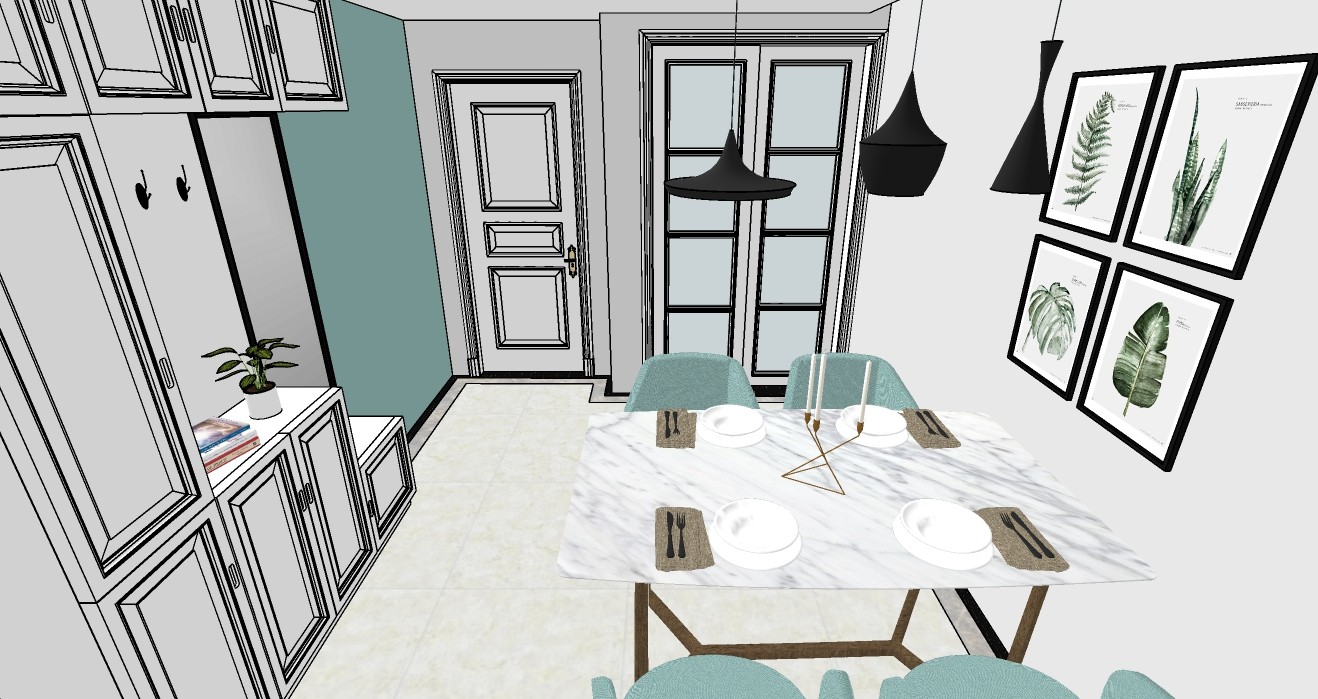 北欧现代客厅餐厅整体设计su模型4.jpg(4)