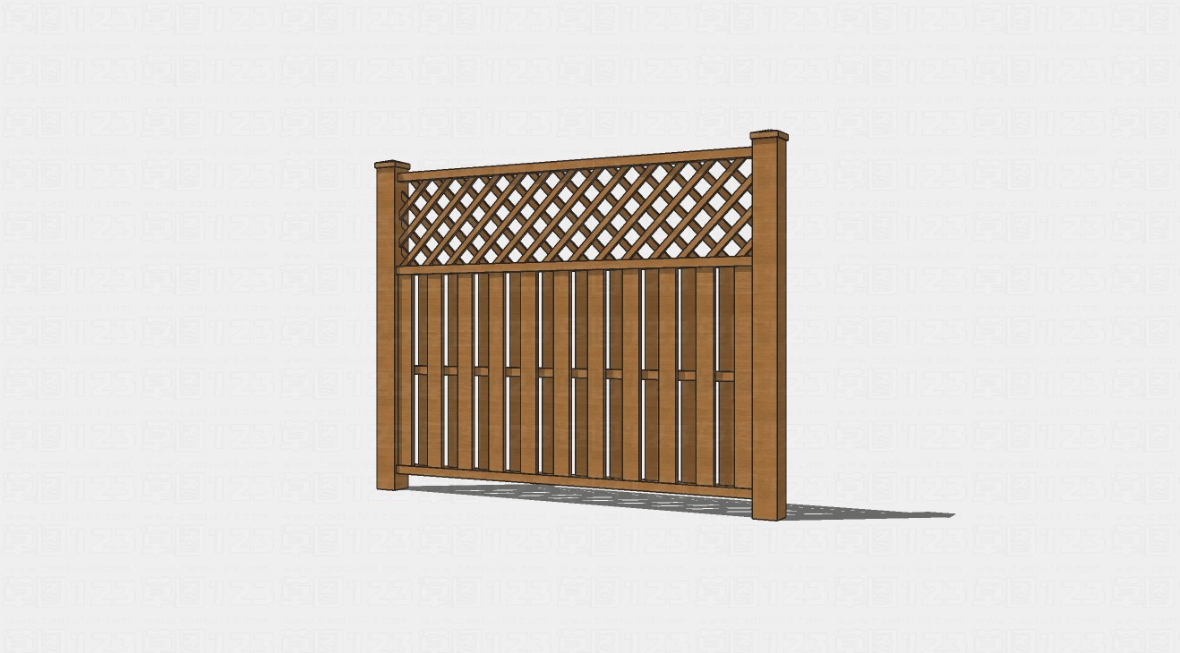实木院子围栏su模型1.jpg(1)
