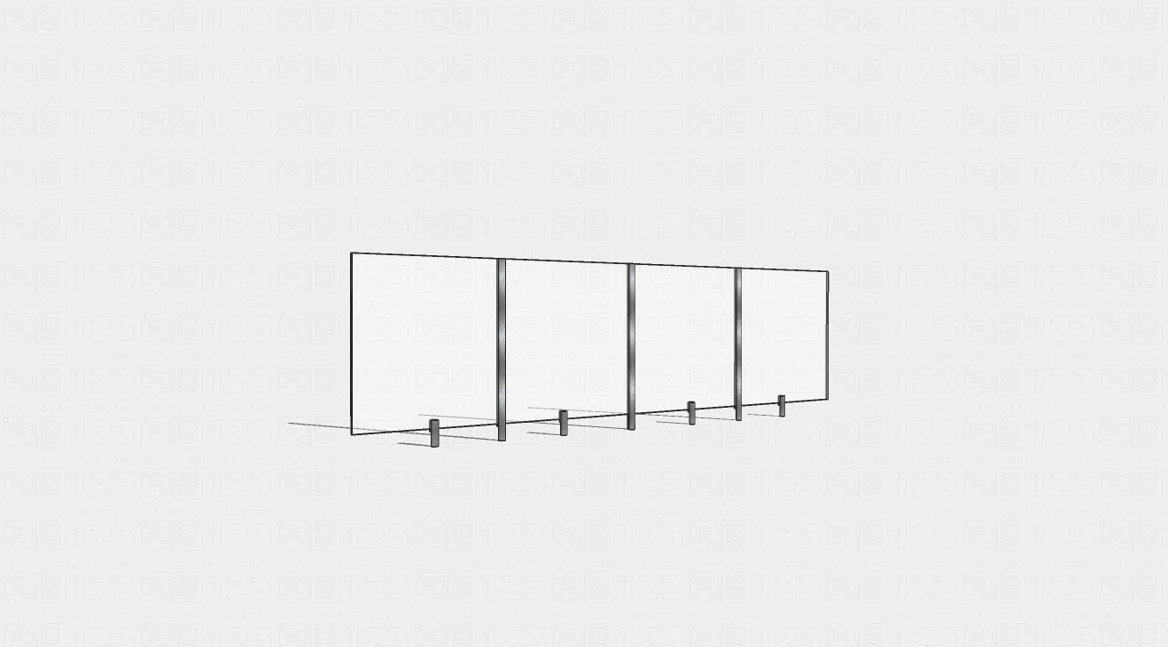 透明玻璃围栏栏杆su模型1.jpg(1)