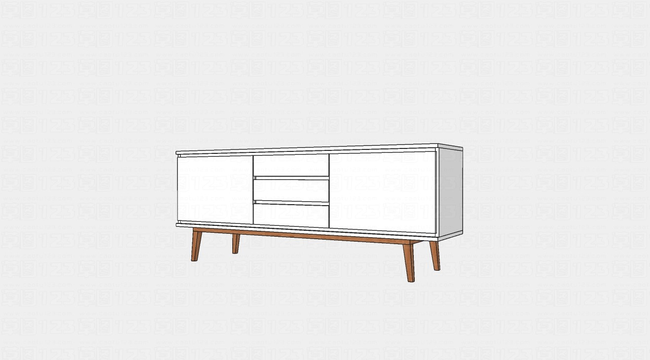 简约纯白实木电视柜设计su模型1.jpg(1)