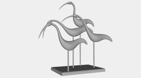 抽象丹顶鹤户外雕塑su模型