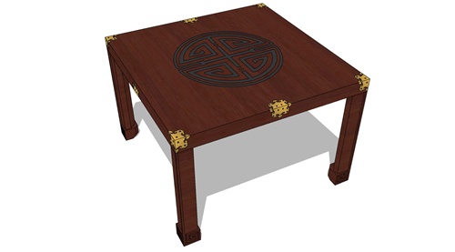唐风中式大方桌su模型