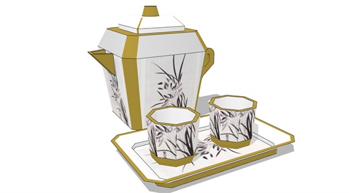 唐风中式茶具组合su模型