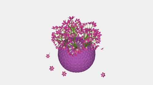 紫色长梗韭盆景花盆su模型
