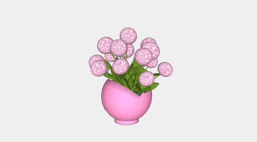 粉色花瓶摆件su模型