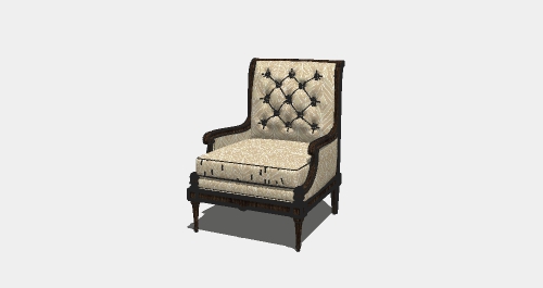 美式单人米色沙发椅子su模型