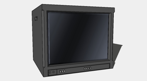 老式怀旧电视机监视器4:3比例单体su模型