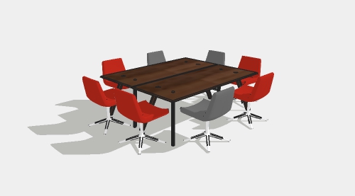 现代简约会议桌椅组合su模型