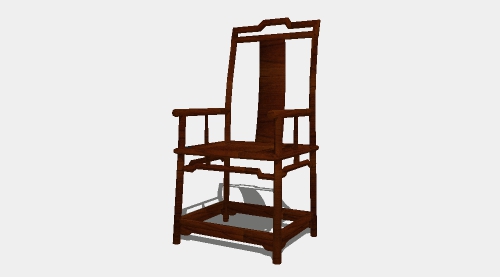 新中式实木单人椅su模型