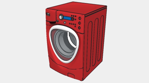 红色滚筒洗衣机su模型