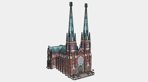圣约瑟夫天主教堂外观城堡su模型
