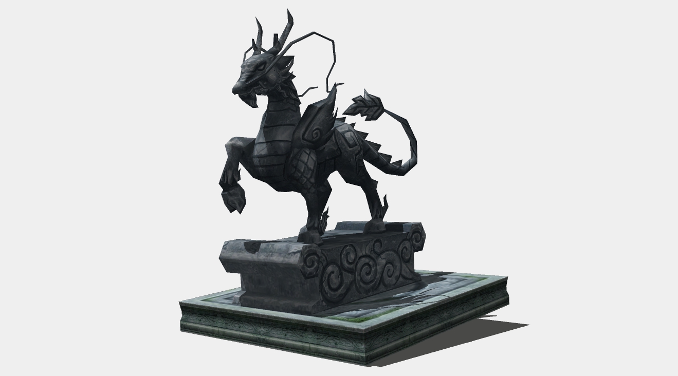 中式麒麟雕塑小品su模型
