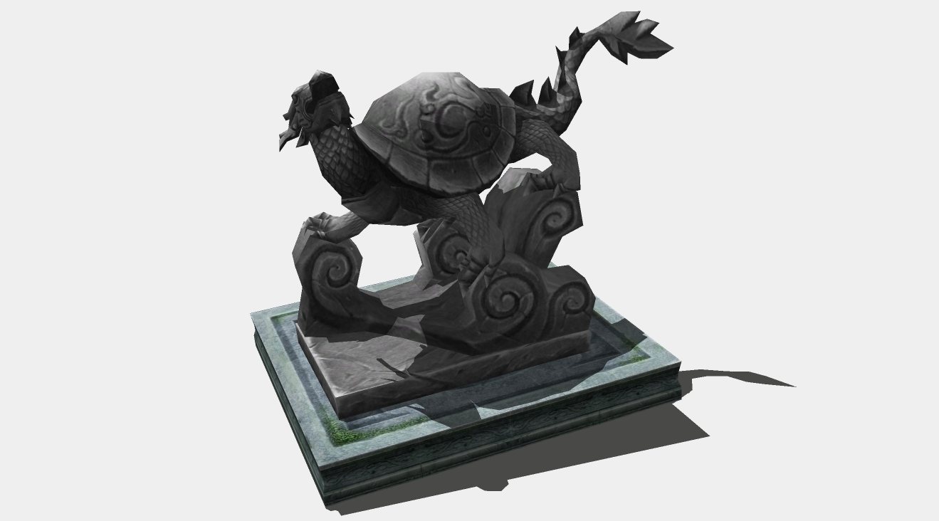 石雕玄武中式石雕小品su模型