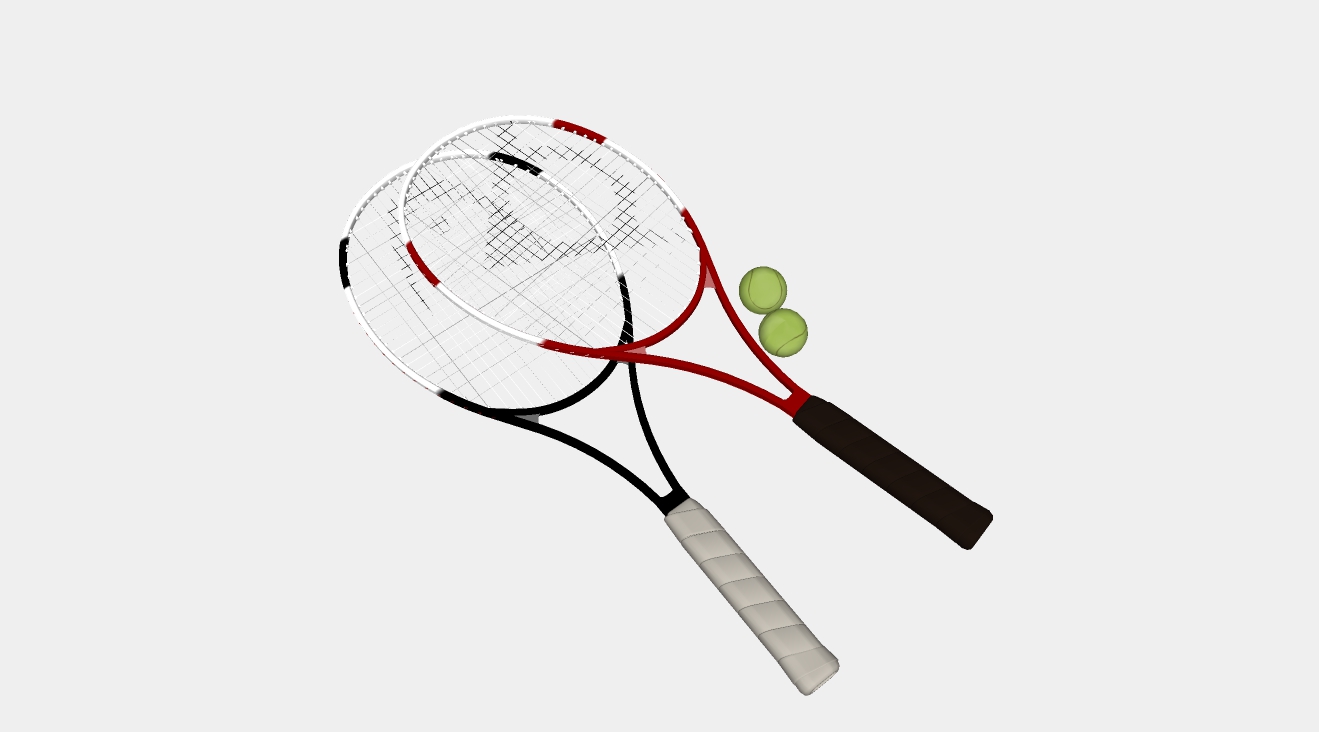 网球拍和网球su模型