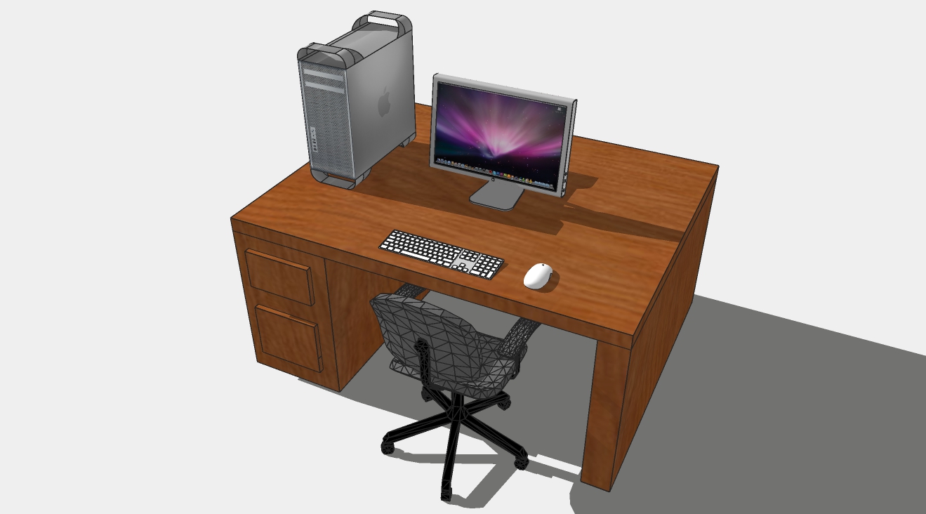 家用电脑办公桌su模型