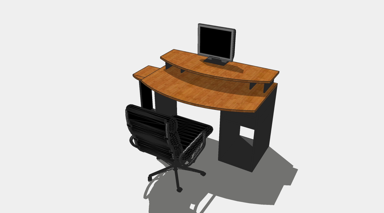 单人电脑桌椅组合su模型