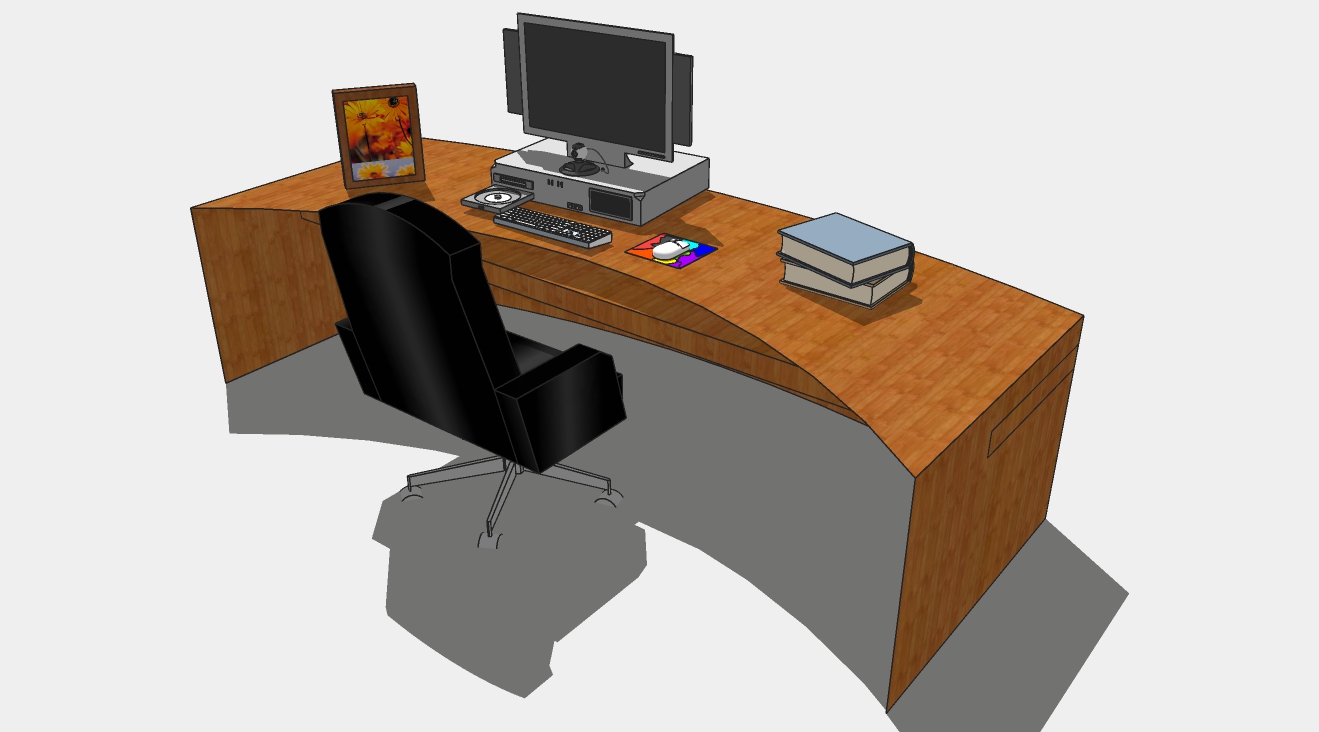 现代经理单人办公桌椅组合su模型