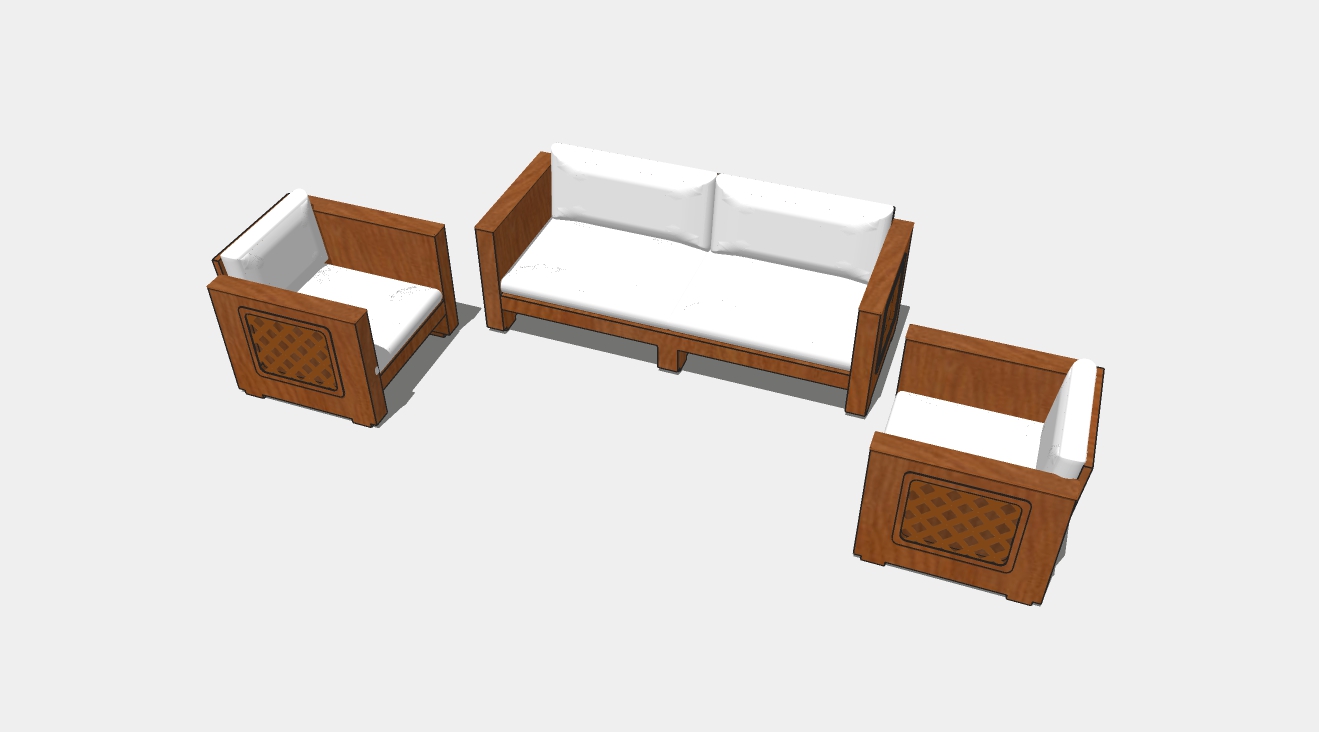 现代商务多人组合沙发su模型