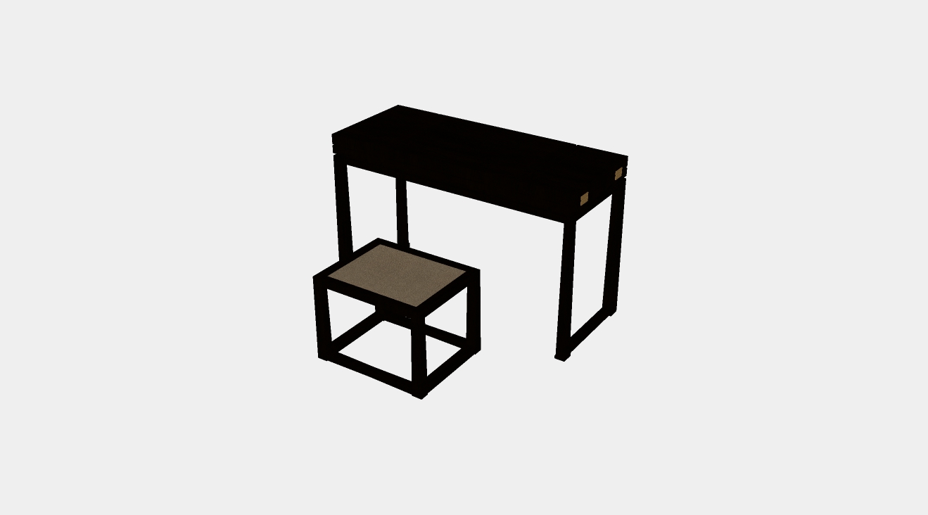 新中式书桌茶桌椅组合su模型