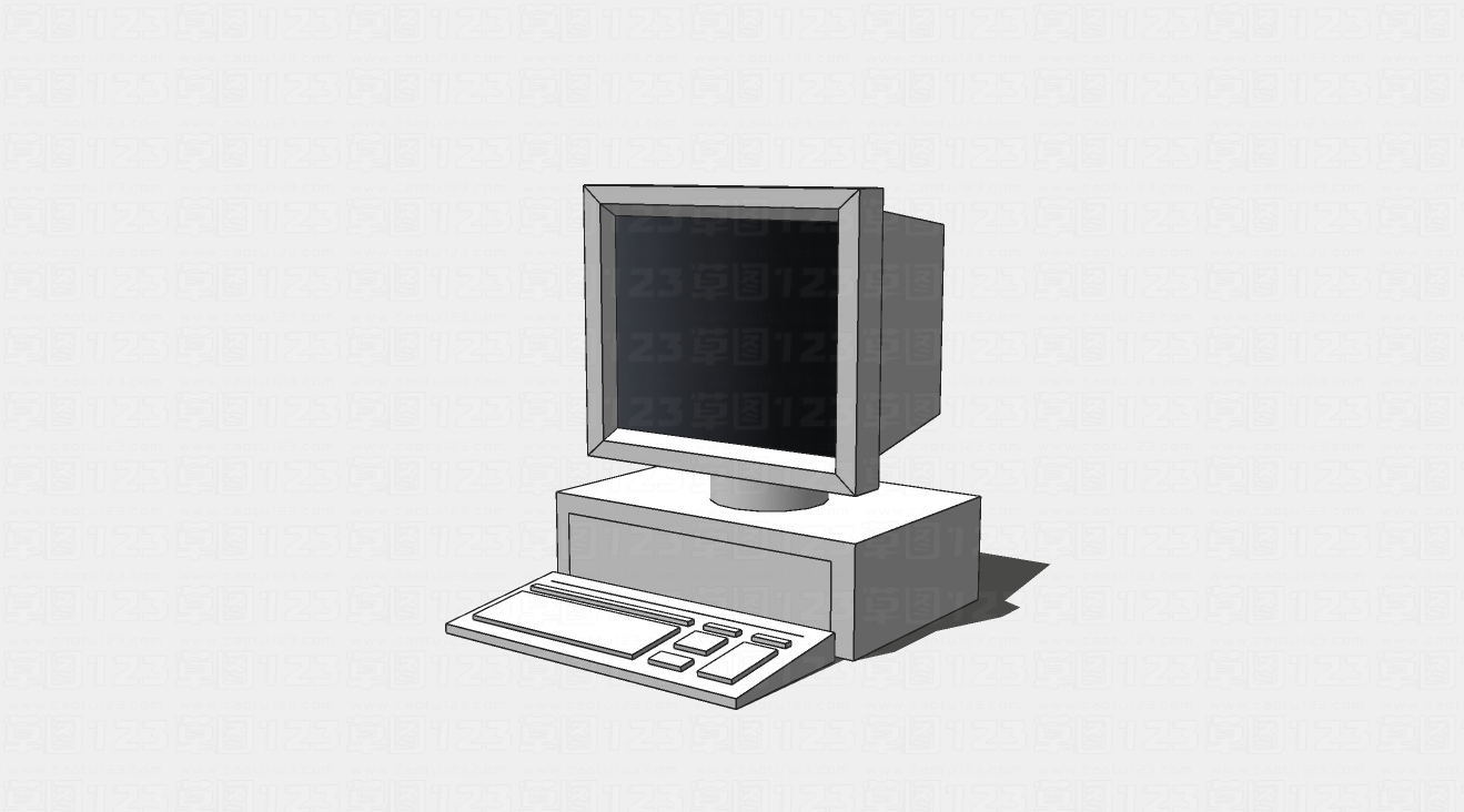 老式电脑台式机计算机su模型