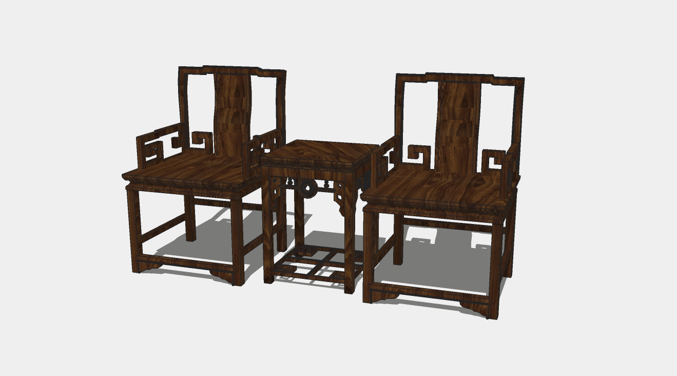 古典中式扶手单人座椅组合su模型