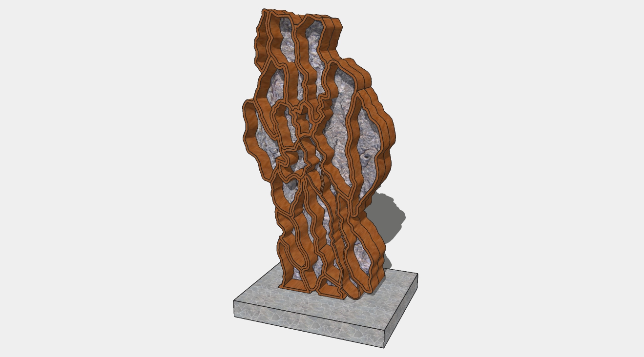 石头造型雕塑su模型