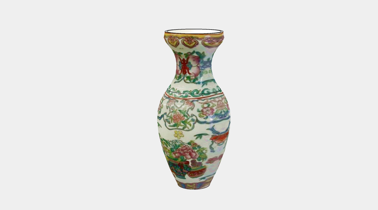 中式落地装饰花瓶su模型