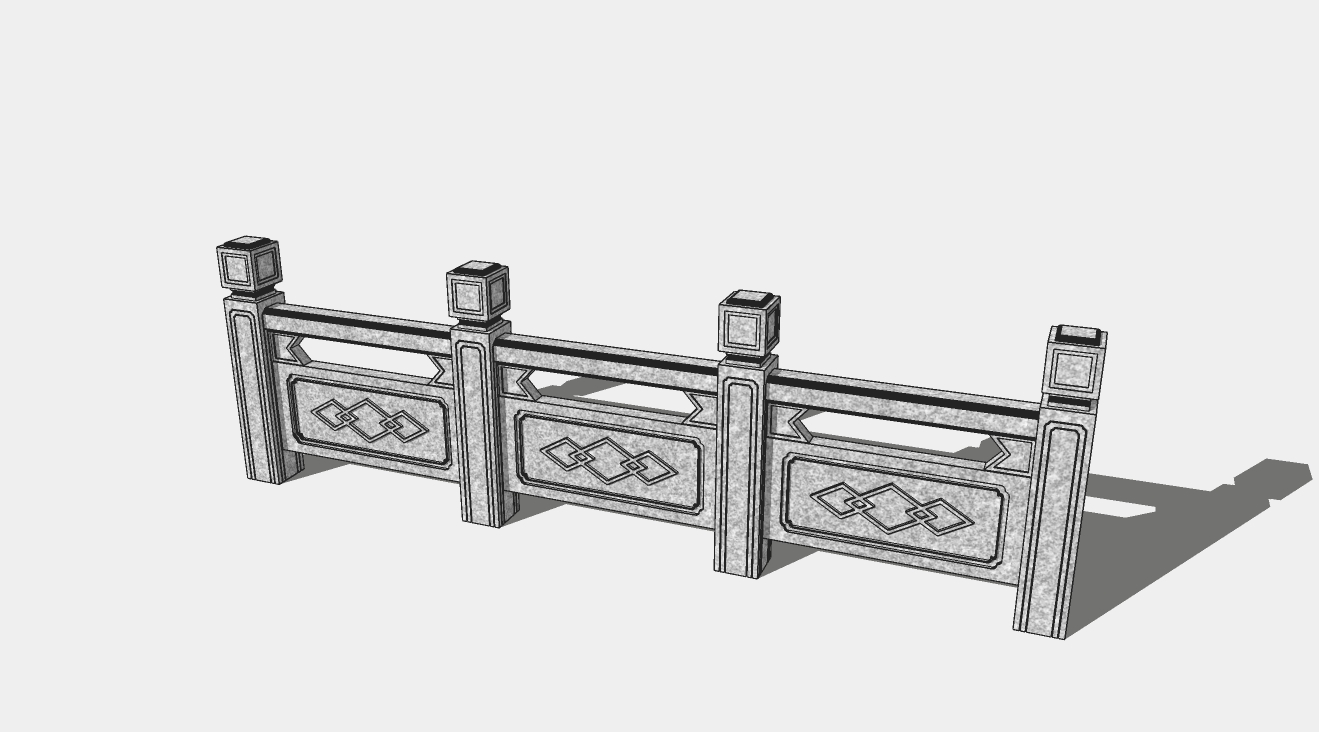 中式风格石栏杆su模型