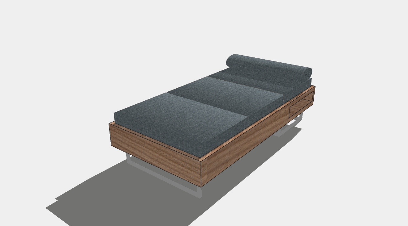 现代单人床折叠沙发床su模型