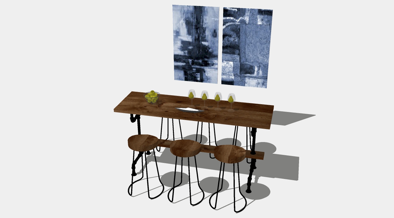 现代餐桌餐椅组合su模型