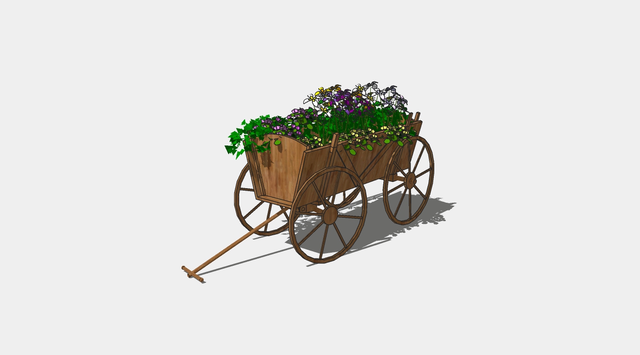 马车车体形花箱绿化植物箱su模型