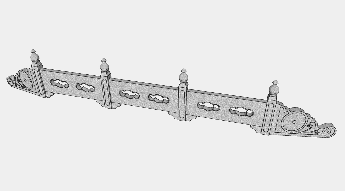 大理石中式护栏su模型