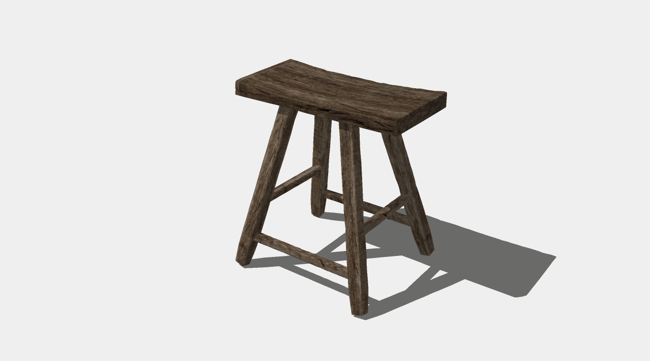 中式实木小板凳su模型