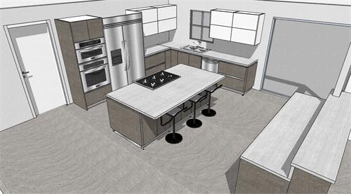 开放式厨房橱柜整体设计方案su模型