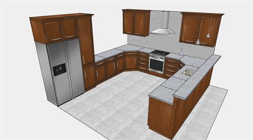 美式整体厨房设计方案su模型