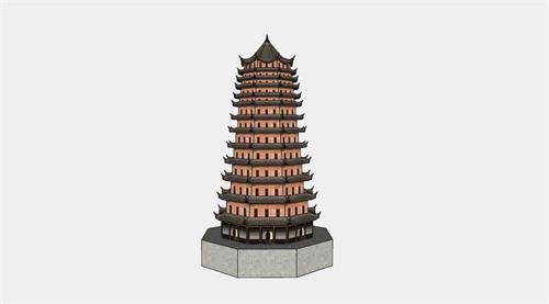 中式古塔建筑设计su模型