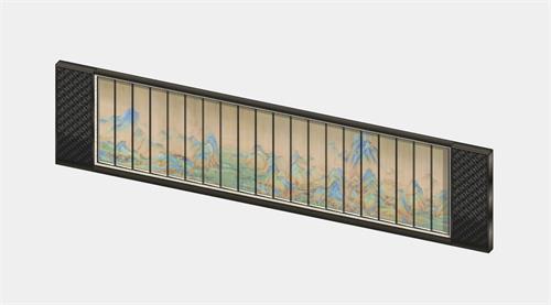 中式山水背景墙景观墙su模型