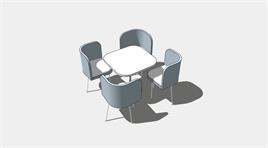 现代简约餐桌桌椅组合su模型