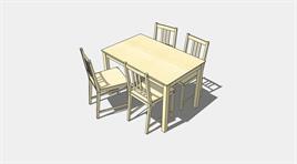 四人餐桌椅子组合su模型