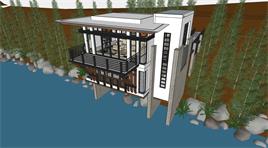 河畔水上建筑住宅楼设计su模型