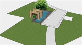 小区公园水池景观设计su模型
