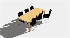 多人小型会议桌椅组合su模型